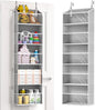 ULG 1-Pack Over Door Organizer with 5 Large Pockets 10 Mesh Side Pockets, 44 lbs Weight Capacity Hanging Storage Organizer with Clear Window for Bedroom Bathroom Kitchen, RV, Camper, Clear Grey