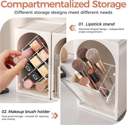 INVSSENE Stackable Makeup Organizer Countertop, Storage Perfume Skincare Cosmetic Lipstick Face Mask Makeup Brush Palettes, Ideal for Vanity Bathroom Counter
