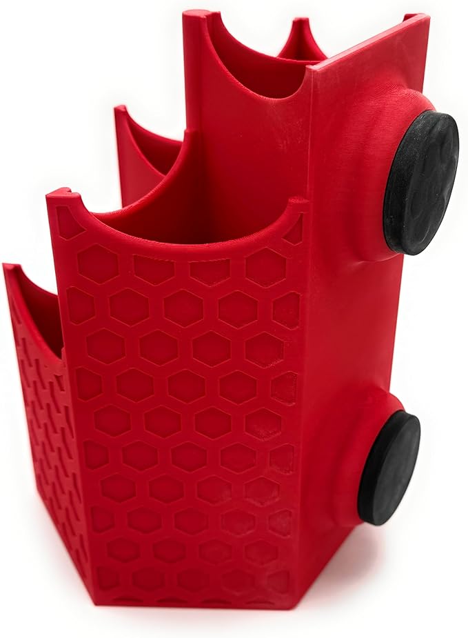 Magnetic Zip Tie Holder – Tool Organizer with Rubberized Magnets | Multiple Sizes & Colors for Garage, Shop, or Toolbox Storage (Red, Tall-Multipocket)