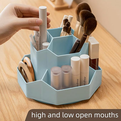360° Rotating Makeup Brush Holder Organizer with 9 Slots, Makeup Organizers Countertop, Makeup organization and Skincare Storage for Vanity, Desktop, Bathroom (BLUE)
