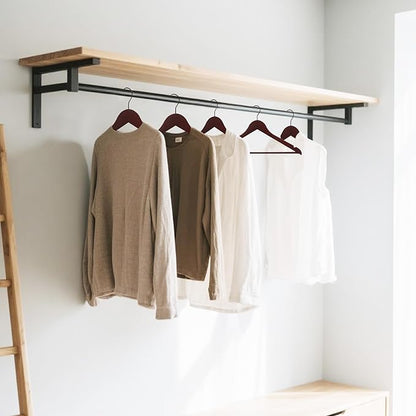 Quality Wooden Clothes Hangers, Solid Wood Suit & Coat Hangers with Pants Bars, Swivel Hook, Shoulder Notches, Heavy Duty Hangers for Shirts, Jackets, Dresses & Trousers(Mahogany/96-Pack)