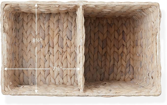 Casafield Stair Step Basket with Handles, Whitewash - Woven Water Hyacinth Staircase Basket Storage Bin Organizer