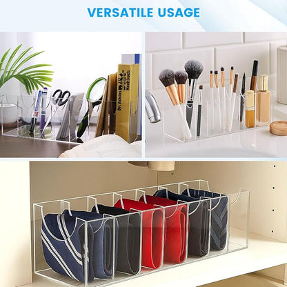 Belt Organizer, Acrylic Belt Storage Holder for The Closet 7 Compartments Display Case for Tie and Bow Tie