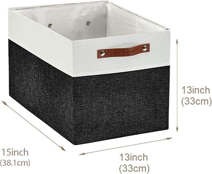 DECOMOMO Kallax Storage Cubes -13x15x13 Storage Bins, Baskets for Organizing Shelves (Black and White, 4-Pack)