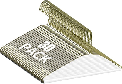 30 Pcs Dry Cleaner Hangers with Tubes - 16" Wire Hangers White Tube with Strong 15 Gauge Wire Bulk for Pants Caped Suit & Strut Home or Dry Cleaners (Gold)