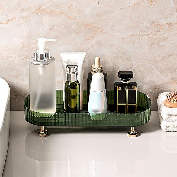 Small Bathroom Trays for Counter, Countertop Makeup Organizer Tray for Vanity, Make up Organizer Perfume Trays for Dresser, Clear Vanity Tray for Perfume, Lotions, Skincare and Cosmetics