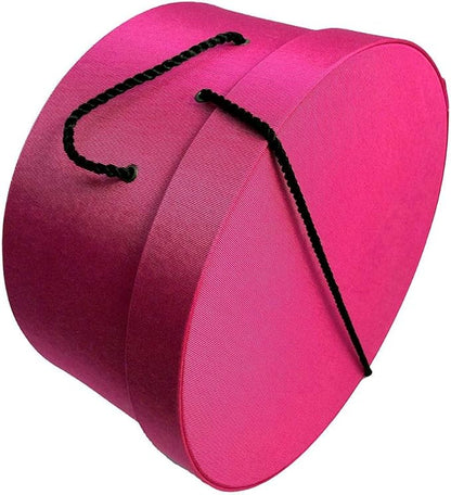 Sarah's Hat Boxes Classic Cerise Hat Box – 16.75" x 8.5" (Dia. x Ht.) Handmade in USA – Odorless Non-Toxic Adhesive, Cording Handle – Premium Storage for Hats & Accessories