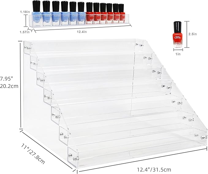 7 Tiers Layers Organizer Rack Stand Holder Large Capacity Acrylic Clear for Nails Polish Essential Oil Lipstick and Sunglasses