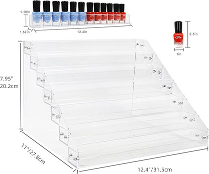 7 Tiers Layers Organizer Rack Stand Holder Large Capacity Acrylic Clear for Nails Polish Essential Oil Lipstick and Sunglasses