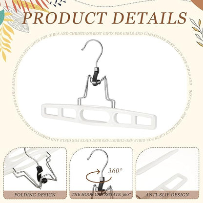 20 Pack Premium Skirt Hangers Thin Space Saving Pants Skirts Hangers Set with Clamp, Heavy Duty Locking Clasp, Multipurpose Non-Slip for Shorts, Slacks, Jeans