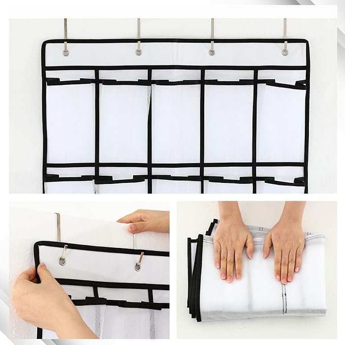 Chunful Extra Large 29 Pockets Over the Door Shoe Organizer 20 Regular 9 Large Breathable Mesh Pockets Hanging Shoe Rack Organizer for Bedroom Bathroom Closet Door Shoes Toys Accessories(White)
