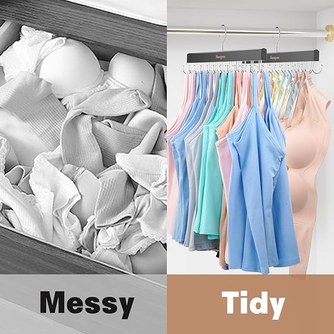 Belt Organizer for Closet, Belt & Bra Hanger for Women/Men, Tie & Belt Rack with 22 Rotatable Hooks, Stackable Space Saving Hangers, Tie Hanger, Bra Organizer, Tank Top Hanger, 3pcs