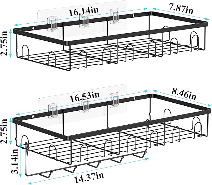 HuggieGems Metal Hat Organizer for Wall, Adhesive or Drill, Hat Rack Storage for Baseball Caps, 2 Ways of Installation, 2 Pack, Black