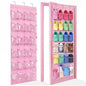 Over-the-Door Kids Shoe Organizer, Pink Shoe Rack for Door, 24 Crystal Clear Pockets, Heavy-Duty Hanging Organizer, 3 Metal Hooks for Toddler Shoes