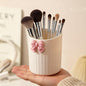 Wall-Mounted Plastic Small Makeup Brush Holder with Bow, Self-adhesive Multifunctional Holder Cup for Brushes, Pens & Pencils, Toothbrushes, Ideal for Bathroom or Office Countertop
