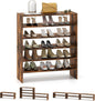 Giantex 3-in-1 Vertical Shoe Rack, 6-Tier Free Standing Shoe Storage Organizer w/Stackable Design for 18 Pairs, 31 Inch Wide Wood Shoe Shelf for Closet, Entryway, Living Room, Office, Brown