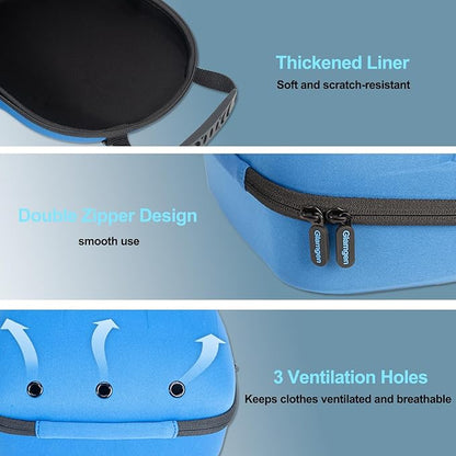 Glamgen Hard Hat Travel Case, Cap Storage for Baseball Caps with Adjustable Shoulder Strap and Carrying Handle, Hat Carrier Organizer Holder Bag up to 6 Hats for Women and Men Travel Home - Blue