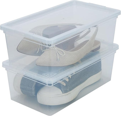 Simplify Storage Bins with Lids | Dimensions: 13.23"x 7.5"x 4.5" |6 Pack| Stackable | Nestable Bins | Great for Clothing | Books | Household Items | Shoes | Home Organization | Clear.
