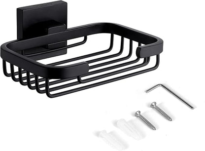 SEIDO Matte Black Soap Dish for Shower Wall, Black Bar Soap Holder for Bathroom & Kitchen, 304 Stainless Steel Wall Mount Soap Dish Holder, 4.8" L x 3.2" W Internal