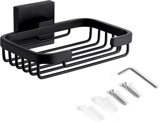 SEIDO Matte Black Soap Dish for Shower Wall, Black Bar Soap Holder for Bathroom & Kitchen, 304 Stainless Steel Wall Mount Soap Dish Holder, 4.8" L x 3.2" W Internal