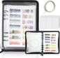 KEIFIN Press On Nail Storage Organizer Binder with 8 Insert Pages - A5 Size Reusable Fake Nail Swatch Collecting Book Polish Color Display Holder Container with Tape and Zipper Pocket (BLACK)