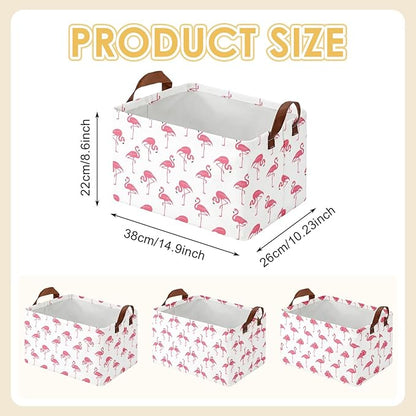 3 Pack Flamingo Storage Baskets for Gifts Summer Flamingo Empty Large Collapsible Toy Storage Bins Box Tropical Canvas Baskets Organizer with Handles Nursery Decor Laundry Basket for Shelves Closet