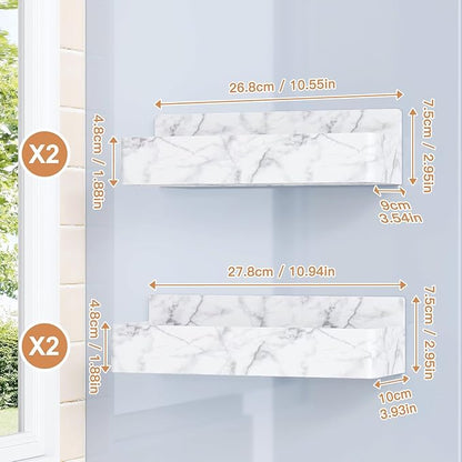 Mystozer Magnetic Spice Rack for Refrigerator, Kitchen Organizer and Storage Shelf, Marble(4 Pack)