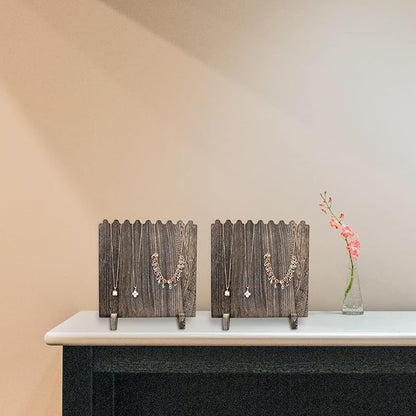 Ikee Design Set of 2 Wood Necklace Jewelry Display Stand for 8 Necklaces, Necklace Display Holder Organizer, Coffee Color