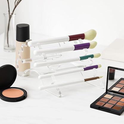AMT Acrylic Pen Holder, CLEAR Makeup Display, Thick and Sturdy, Organizer Holder for Makeup Brush Fountain Pen, E-Cigarette, Vapor Display Case. (10 Slots)