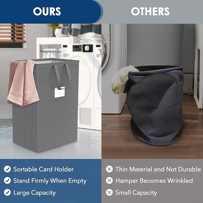 75L Large Laundry Hamper with Handles, Dirty Clothes Hamper for Bedroom Waterproof, Freestanding Tall Laundry Basket Waterproof, Hamper for Bedroom, Bathroom, Dorm, Toys Storage(Grey）