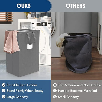75L Large Laundry Hamper with Handles, Dirty Clothes Hamper for Bedroom Waterproof, Freestanding Tall Laundry Basket Waterproof, Hamper for Bedroom, Bathroom, Dorm, Toys Storage(Grey）