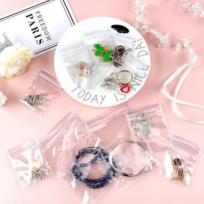 Spakon 160 Pcs Clear PVC Jewelry Bags 5 Sizes Plastic Transparent Zipper Jewelry Bag Anti Tarnish Plastic Small Storage Bags for Holding Rings Earrings