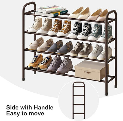kiplant Metal Shoe Rack, Expandable Metal Shoe Rack for Closet, Entryway & Hallway (Brown, 4-Tier_Long)