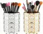 LUGUNU Makeup Brush Holder with Golden Silver Crystal Bling – Elegant Vanity Organizer for Brushes, Pens & Pencils, Ideal for Bathroom or Office Countertop(2Pack)
