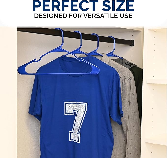 Closetselect Plastic Hangers 50 Pack - Space Saving Clothes Hangers, Made in USA, Durable & Strong Plastic Shirt & Coat Hanger with Notches & Shoulder Grooves, Non-Slip Clothing Hangers | Royal Spice