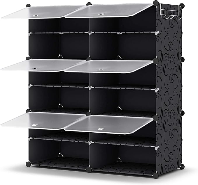 HOMIDEC Shoe Rack Organizer, 6 Tier Storage Cabinet 24 Pair Plastic Shoe Shelves for Closet Hallway Bedroom Entryway