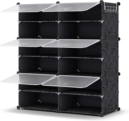 HOMIDEC Shoe Rack Organizer, 6 Tier Storage Cabinet 24 Pair Plastic Shoe Shelves for Closet Hallway Bedroom Entryway