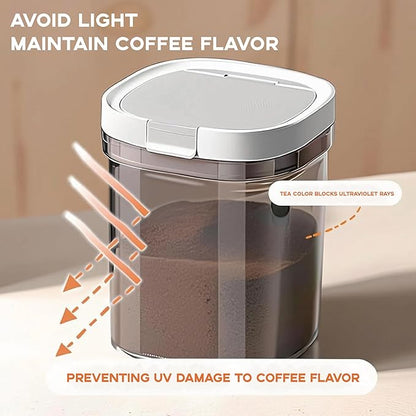 Airtight Coffee Canister, 15oz Coffee Storage Container with Scoop, Kitchen Food Storage Jar for Grounds Coffee, Beans, Tea, Sugar, Flour, Cereal, 1300ml
