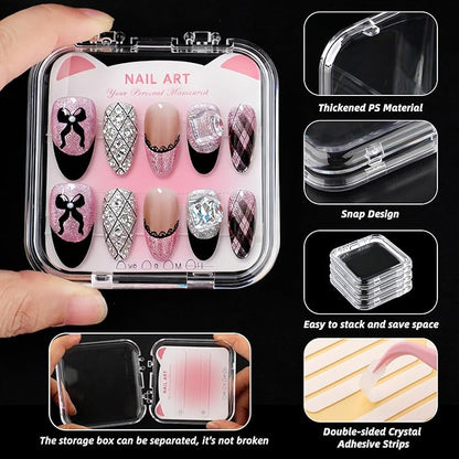 30 Set Press On Nail Display Box with Adhesive Tape and Card,Acrylic Nail Organizer Storage Case for Artificial Nail Packaging,Nail Salon Display Commercial Use