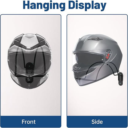 2 Pcs Helmet Wall Mount Display Rack, Metal Helmet Holder Wall Hanger Bracket, Motorcycle Helmet Rack with Mounting Screws for Football Baseball Equestrian Helmet & Hat Storage, Black