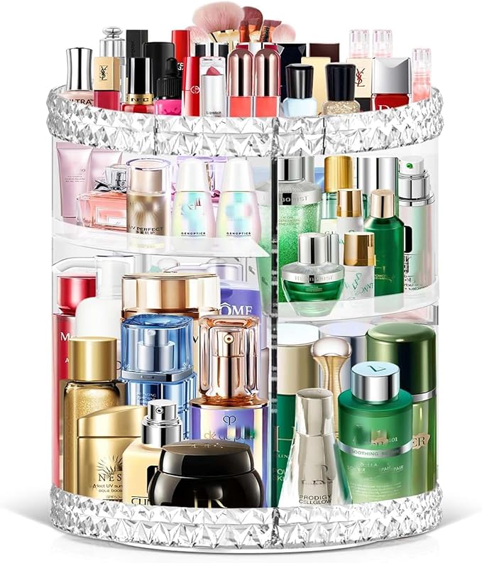 TiKenSo 360 Rotating Makeup Organizer, Cosmetics Organizer Makeup Spinning Organizer Clear 6 Adjustable Layers Large Capacity Acrylic Skincare Organizers for Bathroom or Bedroom Dresser