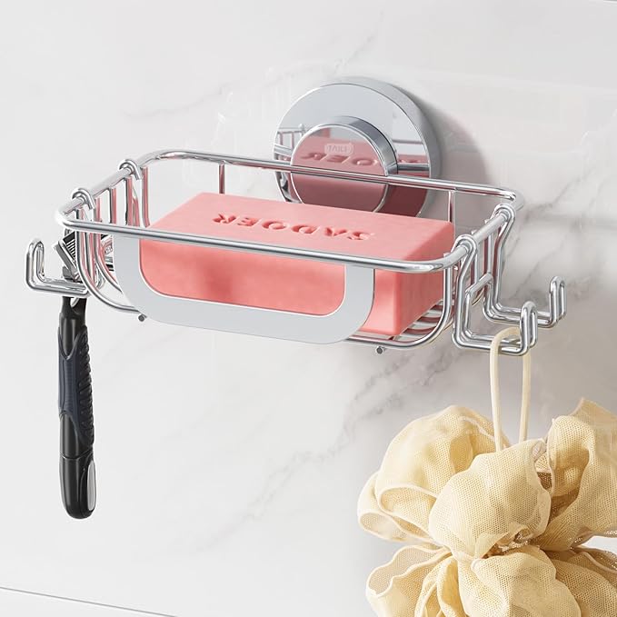 TAILI Soap Holder Soap Dish for Shower, Suction Cup Soap Holder for Shower Wall, Bathroom Accessories, Removable Strong Hold Soap Saver, Drill Free