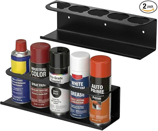 Touri 2 Pack Spray Can Holder for Garage and Workspace, Wall-Mounted Steel Aerosol Can Holder (10 Cans)