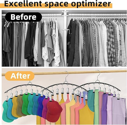 3 Pack Legging Organizer for Closet,Metal Yoga Pants Hanger with 10 Clips Hold 30 Leggings,Jeans,Hats,Bras,Shorts,Socks,Space Saving Hanging Closet Organizers and Storage,Black