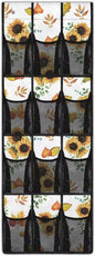 Sunflower Maple Leaf Behind Door Organizer for Dorm Room Essentials,Thanksgiving Decor Over The Door Hanging Organizer for Living Room,Large Capacity and 12 Pockets Wall Hanging Storage