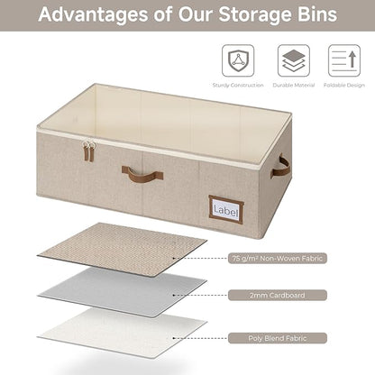 StorageWorks Under Bed Storage Bins, 10'' Underbed Storage Containers with Lid, 77L Clothes Organizer for Bedding, Blankets, Sweaters, Shoes, 2-Pack