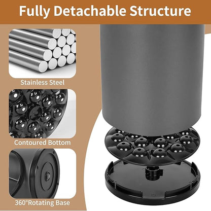 Nigelia Extra Large Kitchen Utensil Holder - 360° Rotating Stainless Steel Cooking Utensil Holder for Countertop, 3 Compartment Flatware Organizer & Utensil Caddy with Removable Base（Grey）