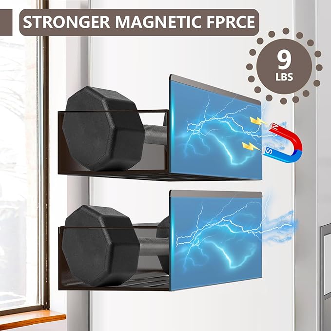 SMRCAD Magnetic Spice Rack for Refrigerator, 6pack Magnetic Shelf for Fridge Space Saving Seasoning Organizer for Kitchen storage Any Metal Surface No Drilling Needed (6pack-Bronze)
