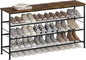 SUOERNUO Shoe Rack Organizer 4 Tier for Closet Entryway Free Standing Metal Storage Shoe Shelf with MDF Top Board (Black+Rustic Brown, Large 4 Tier)