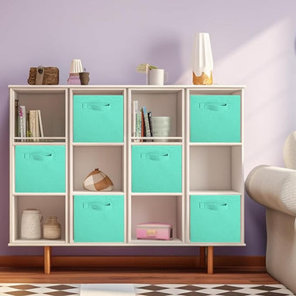 ShellKingdom Storage Bins, Foldable Fabric Storage Cubes And Cloth Organizer Drawer For Closet And Toys, 13 X 13 X 13 INCH, 6 Pack (Mint Green)